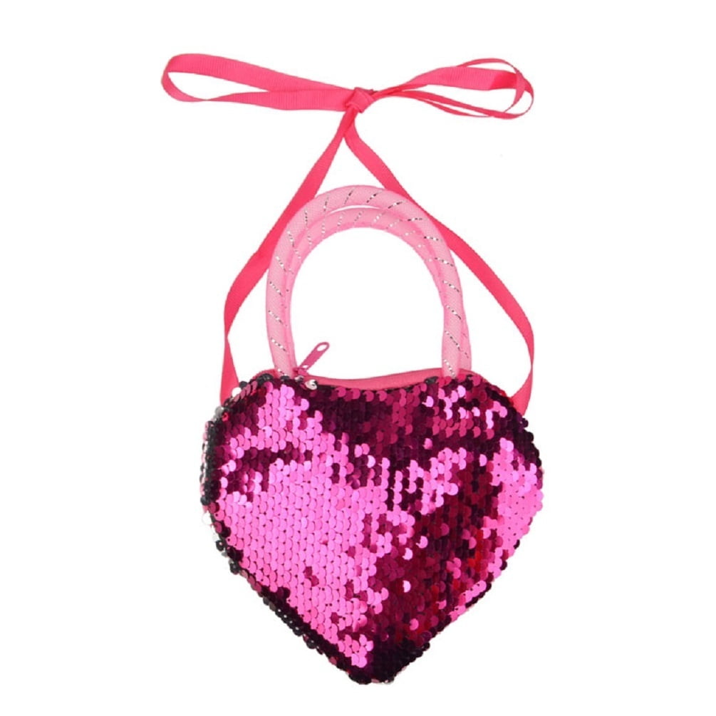 Kids Sequins Love Heart Shoulder Coin Bag Girls Mini Messenger Purse ca